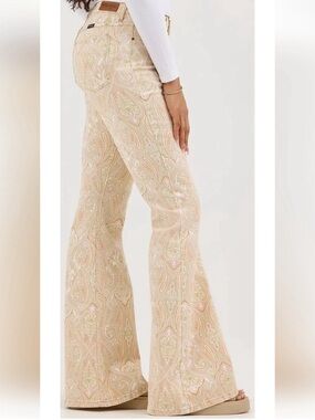 Wrangler Paisley Flared Jeans in Light Beige and Pink